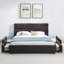 Grand lit rembourré, cadre de lit rembourré confortable, tête de lit et cadre de lit uni (85 po x 66 po x 36 po), cadre de lit-967865407