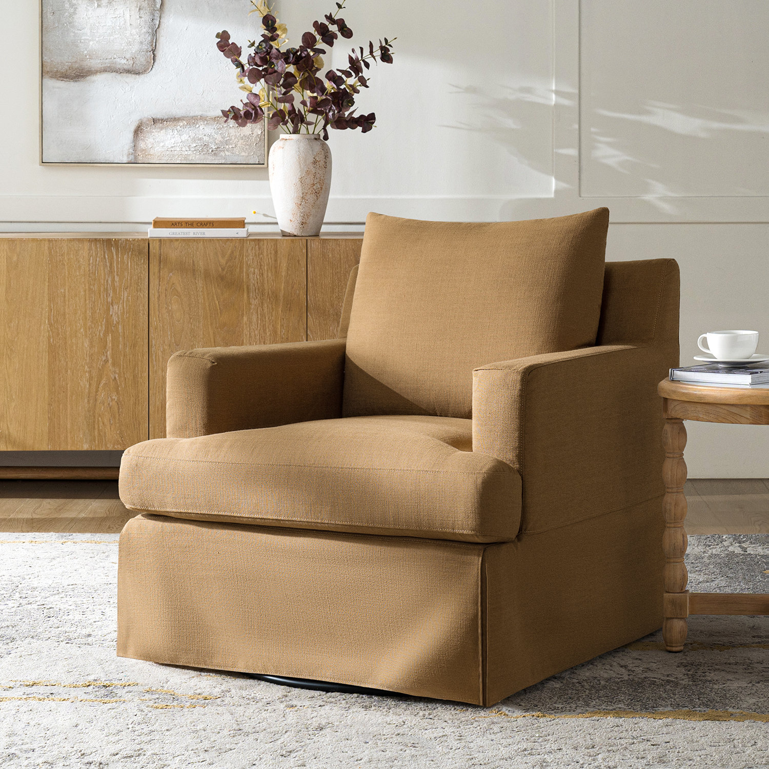 Lucie Swivel Armchair, Golden
