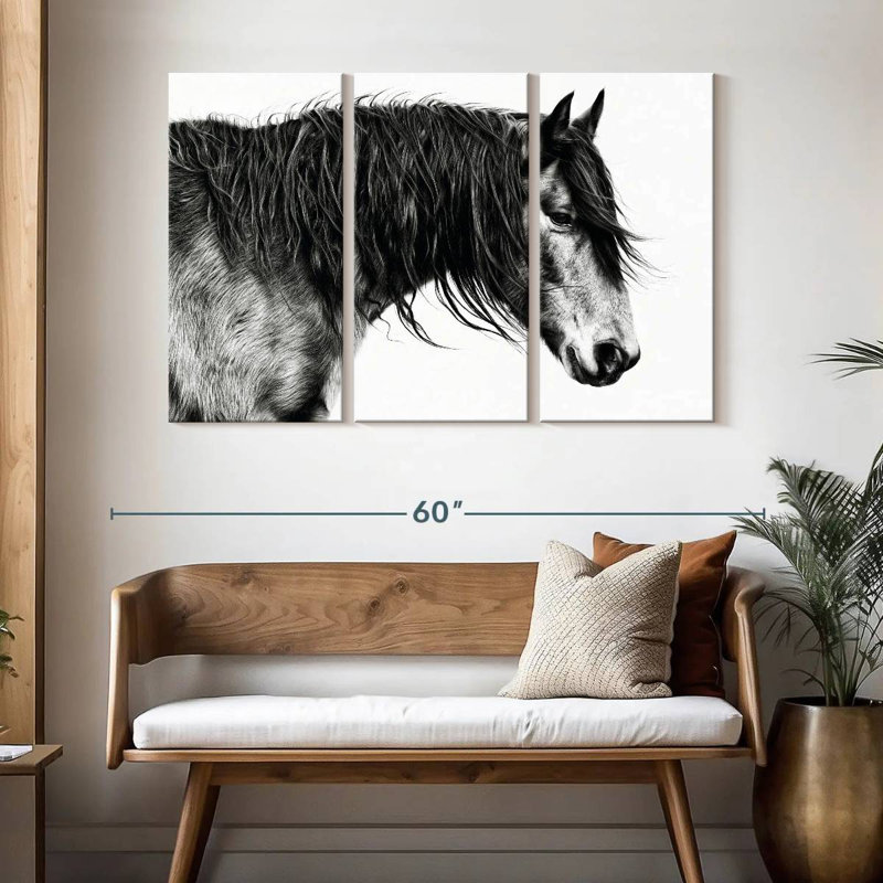 Brampt Black And White Horse Portrait III, 32" H x 50" W