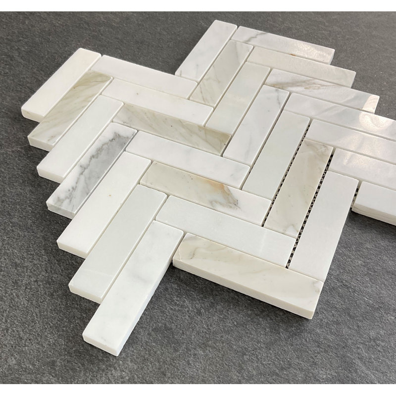 1" x 4" Natural Stone Herringbone / Chevron Mosaic Wall & Floor Tile