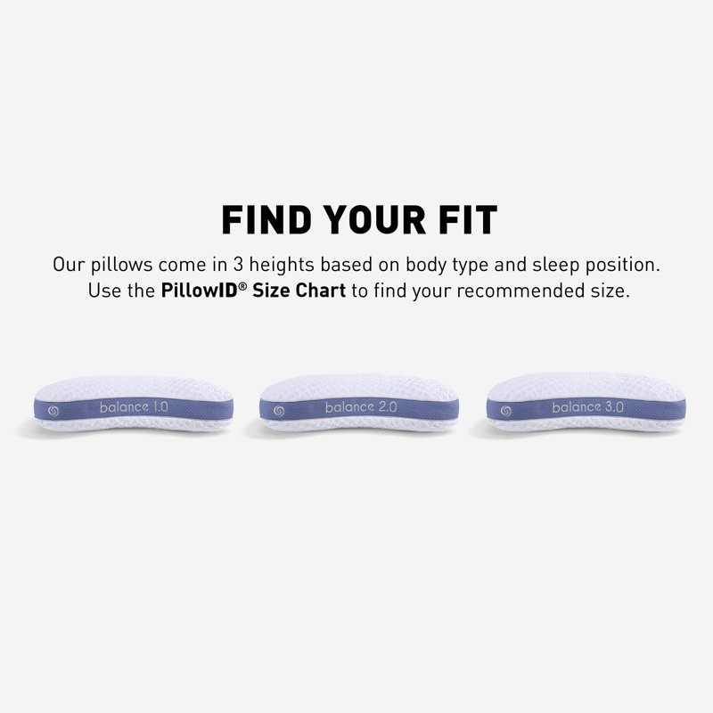 White and Blue Curved Performance Pillow for Side Sleepers