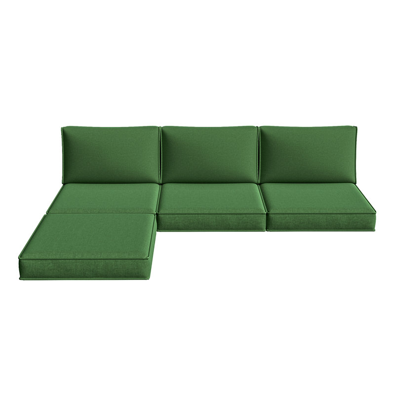 7-pcs Patio Cushion Cover Replacements – 4" Thick Water-repellent For 4-seat Sectional Sofa, Green