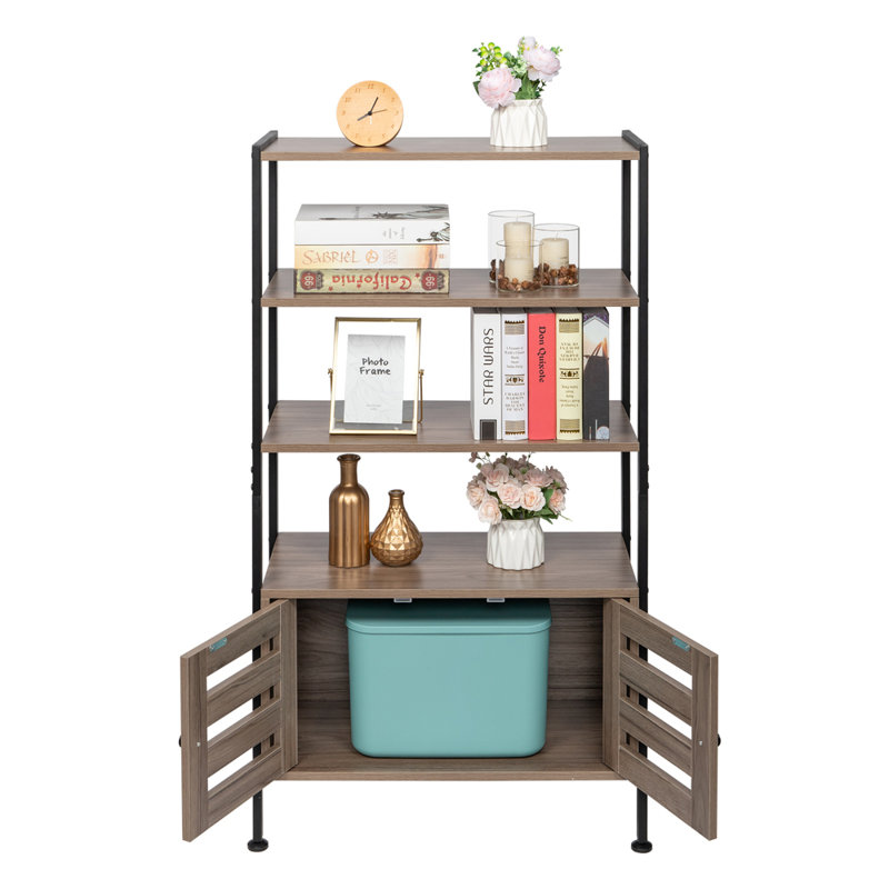 Alezae 121.5 cm H x 68 cm W Iron Standard Bookcase, Grey