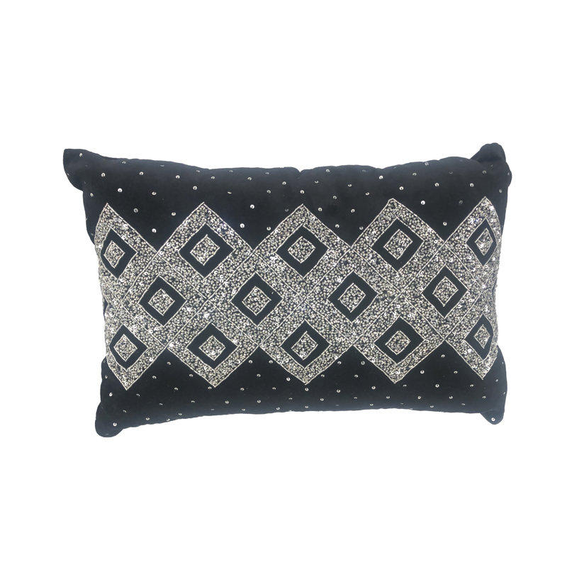 Naya Hand-Beaded Velvet Lumbar Pillow