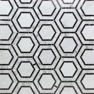 Nova 6" Hexagon Polished Marble Mosaic Tile