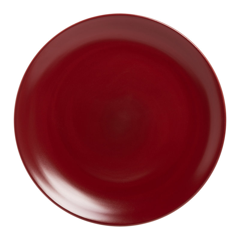 Wazee Matte Red 10.5" Ceramic Dinner Plates, Set of 6