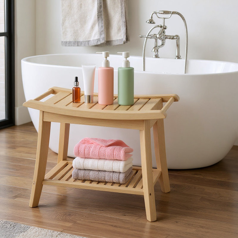Banc de douche en bambou à assembler, Naturel