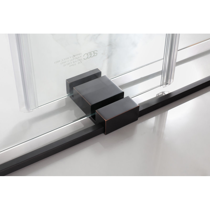 Rivage Double-Bypass 75" H Sliding Frameless Shower Door, Oil Rubbed Bronze