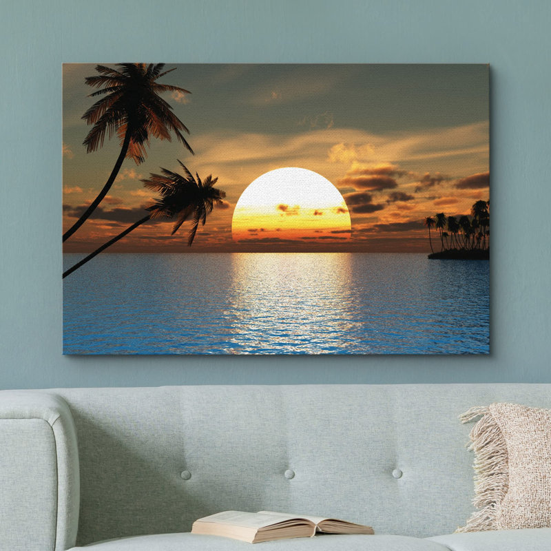 «Coastal Beach Tropical Sunset», Toile tendue, H 24 po x l 36 po