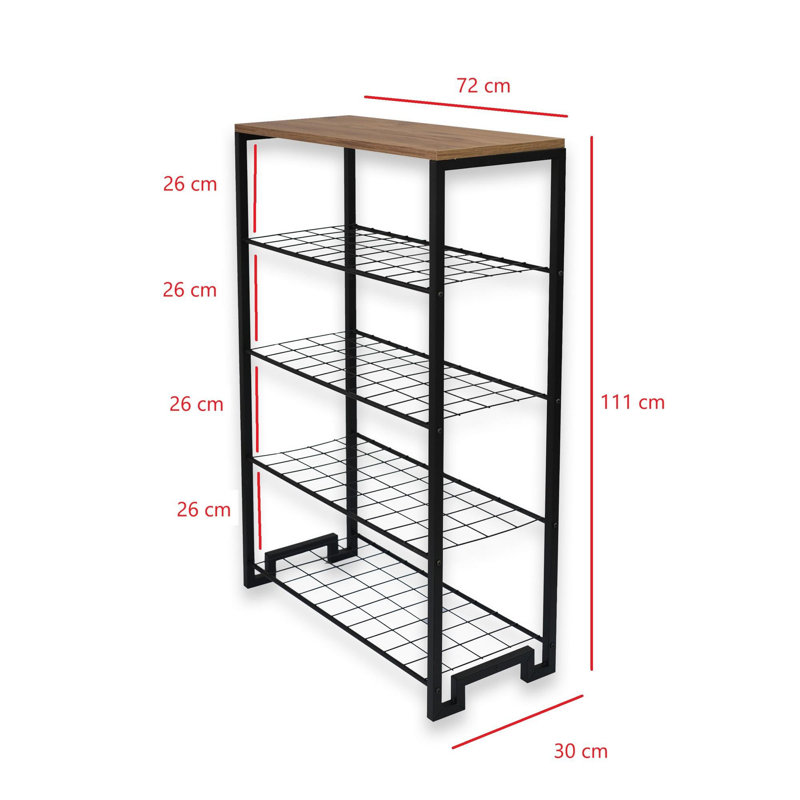 Industrial Shoe Cabinet with Metal Frame, Atlantic Pine & Black, 29.5 x 28.3 x 42.9 inches | 100% Melamine Coated Particle Board, Thickness: 0.3 inches | Stylish & Functional Storage Solution for Home Entryway