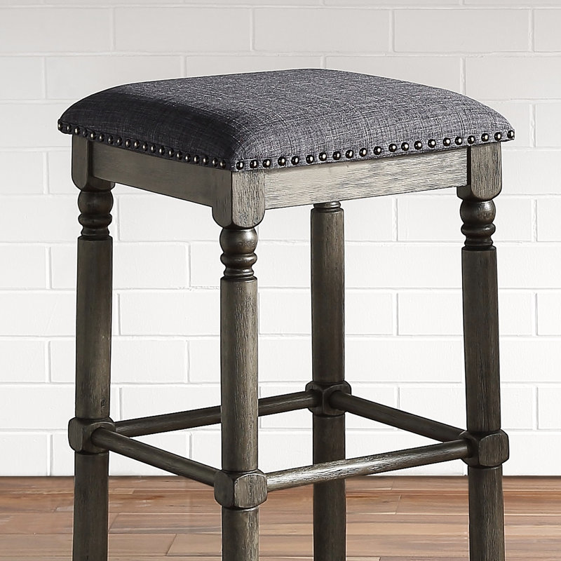Tabourets de bar rembourrés en bois gris, de 2 - sièges de salle à manger, bois gris délavé, l 16 po x P 16 po H 28,5 po, 2 sièges rembourrés en mousse rustique chic, structure solide, finition, revêtement