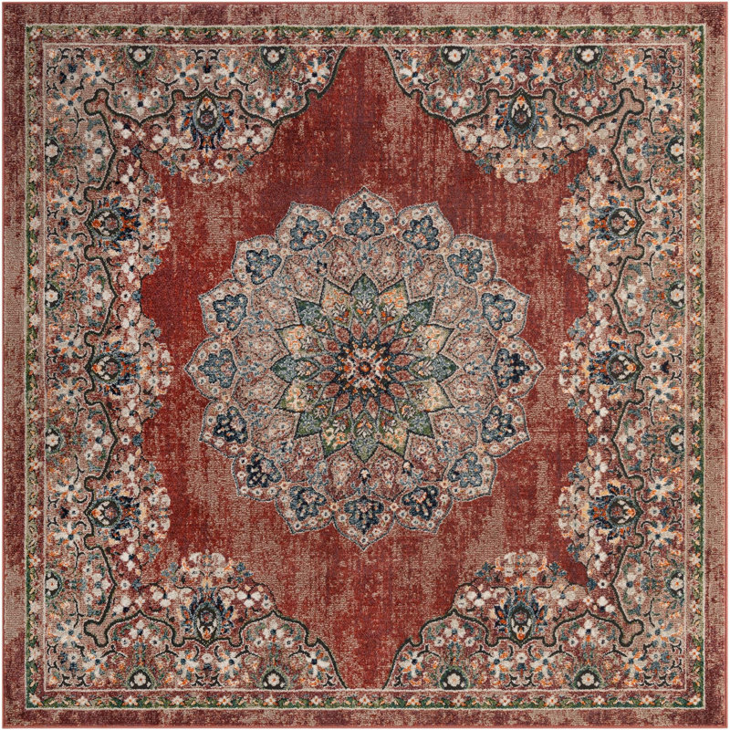 Tasharra Rug, Red, Square 8'