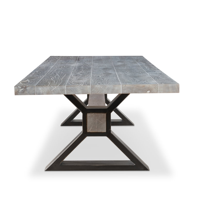 Open Sky Solid Oak Dining Table, Gray, 30" H x 120" L x 46" W