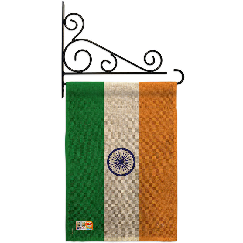 En toile jute à 2 côtés 19 x 13 po india drapeau de jardin