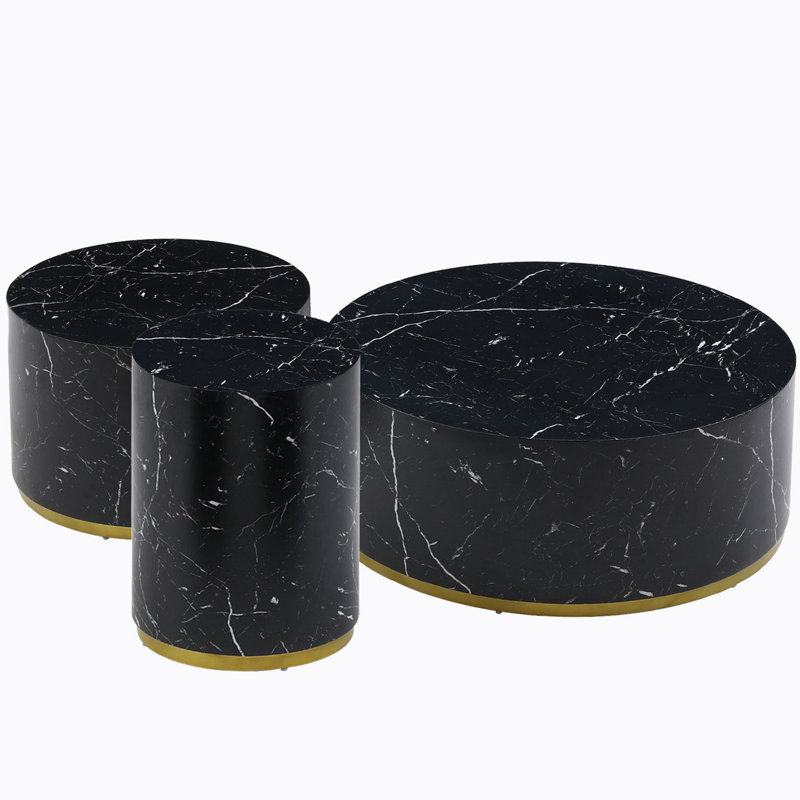 Daryian Nesting Coffee Table, Black/Gold, Black