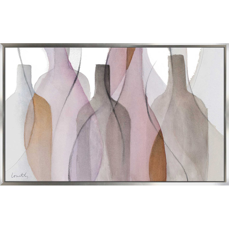 «Midnight Crowd», reproduction de peinture à l'aquarelle, H 39,5 po x l 63,5 po x P 2 po, Cadre flottant argent
