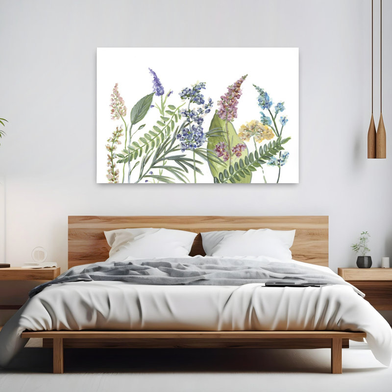 Art floral contemporain fleurs sauvages, H 60 po x l 40 po