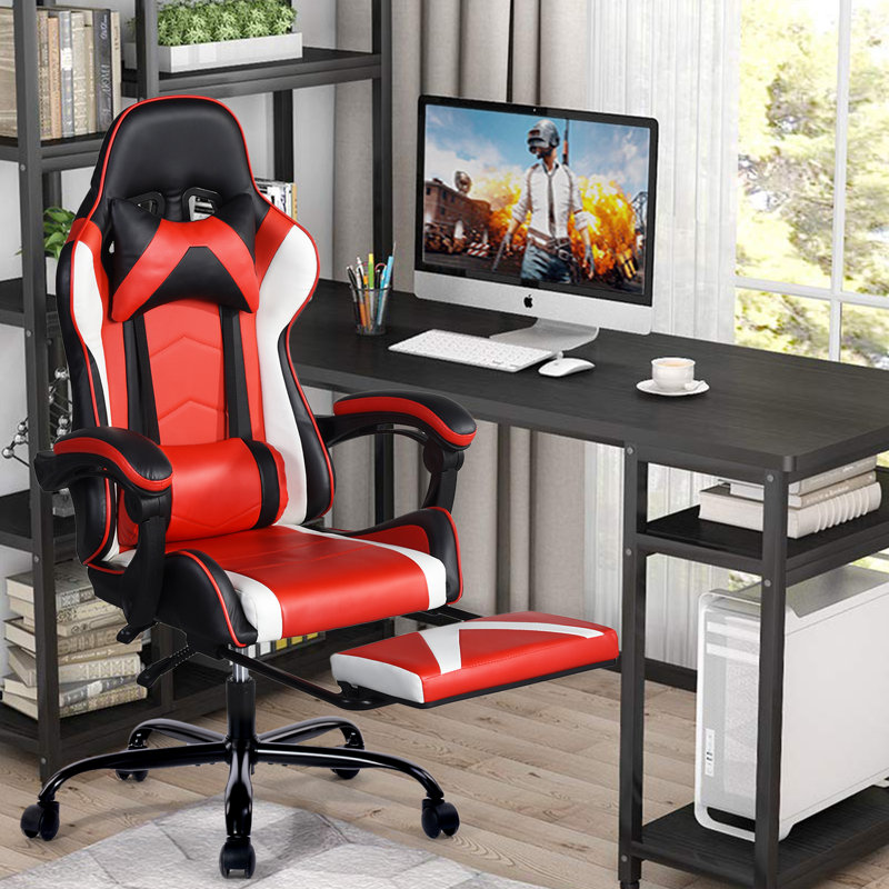 Wade Logan Abelia Adjustable Ergonomic PC & Racing Game Chair with Footrest