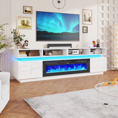Fireplace TV Stand for 100" TV, 93" LED Entertainment Center with 50" Fireplace & Power Outlets