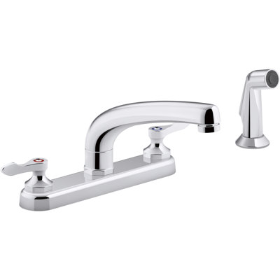 , 1.5 gpm Triton Bowe 1.8 gpm Kitchen Sink Faucet with 8-316 In. Swing Spout, Matching Finish Sidespray, Aerated Flow and Lever Handles
