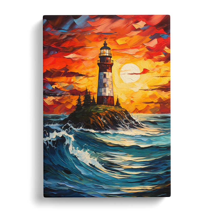 Lighthouse Expressionism - Wrapped Canvas Print, 50cm H x 35cm W x 3cm D