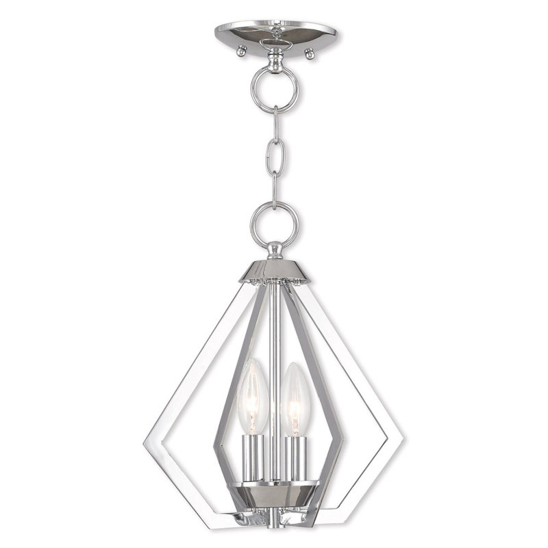 Lustre géométrique à 2 lumières Cathelijne, Chrome poli