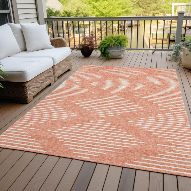 Velina Salmon Washable Indoor-Outdoor Rug - , 10' x 14'