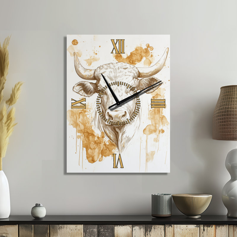 Taurus in a Single Line I - Celestial Silent Wall Clock, 32" H x 24" W - Rectangle
