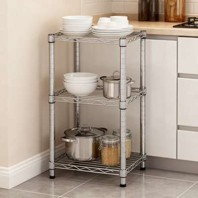 3-Tier Heavy-Duty Metal Storage Rack With Adjustable Shelves, 200 Lbs Capacity Per Shelf, Stackable Modular Design For Garage, Kitchen, Office Organization