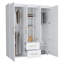 Armoire Bariloche, rangement multi-sections avec tringles de suspension, tablettes et 2 tiroirs blanc-399401929