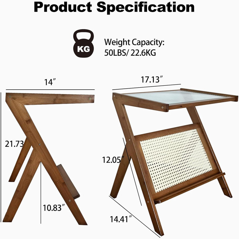Table de bout Gaelle, Brun foncé, H 21,73 po x l 17,13 po x P 14,41 po