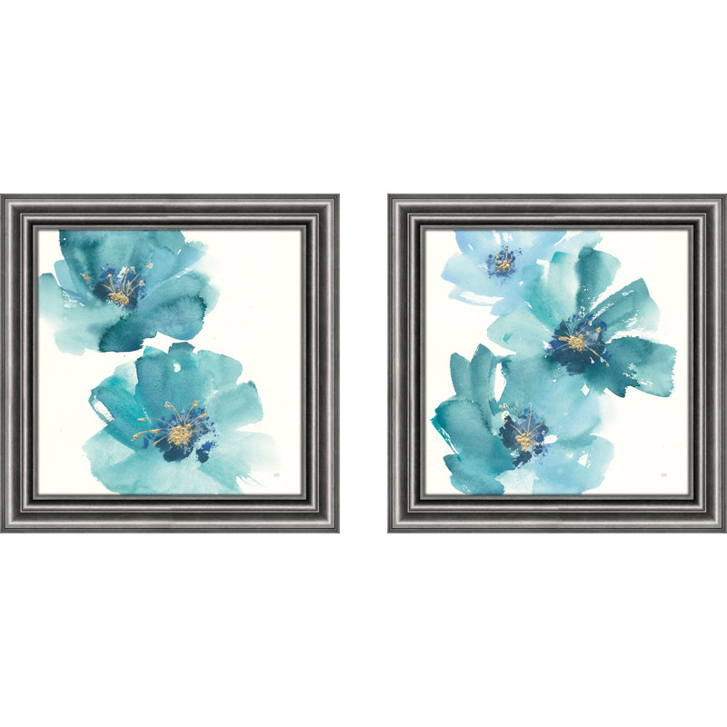 Ensemble de 2 reproductions d’art encadrées bleu sarcelle par Chris Paschke