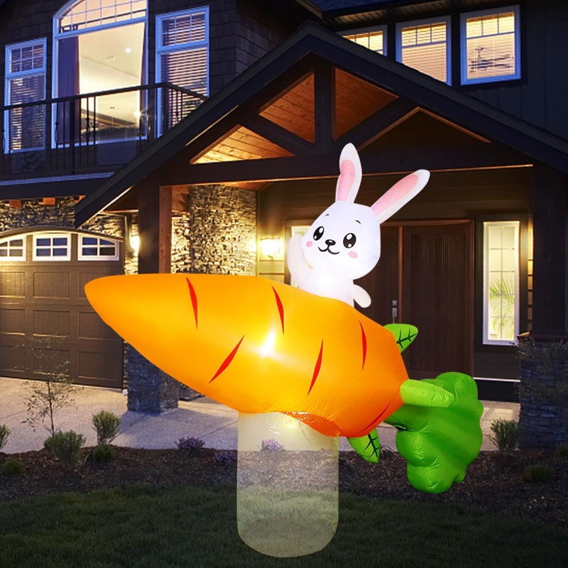 Bunny on Giant Carrot Rocket Inflatable