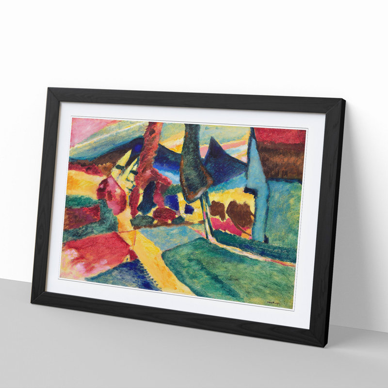 Landscape with Two Poplars by Wassily Kandinsky - Picture Frame Painting, Black Framed, 27cm H x 36cm W x 2cm D