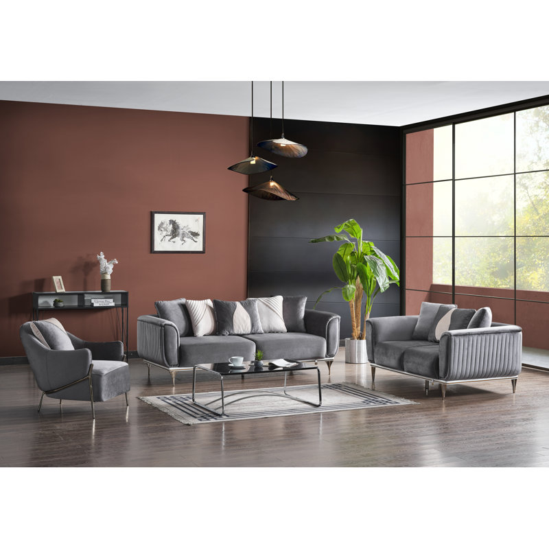 Peranza, causeuse et fauteuil d'appoint , Gris foncé