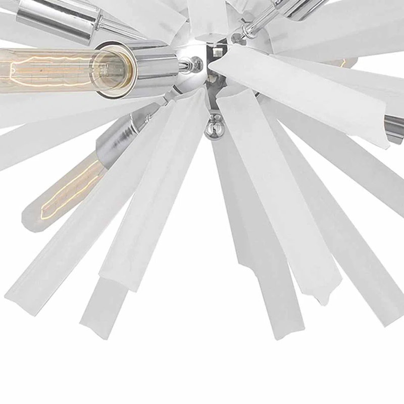Renly 6-Light Chrome Sputnik Chandelier with Frosted Glass Prisms Glam
