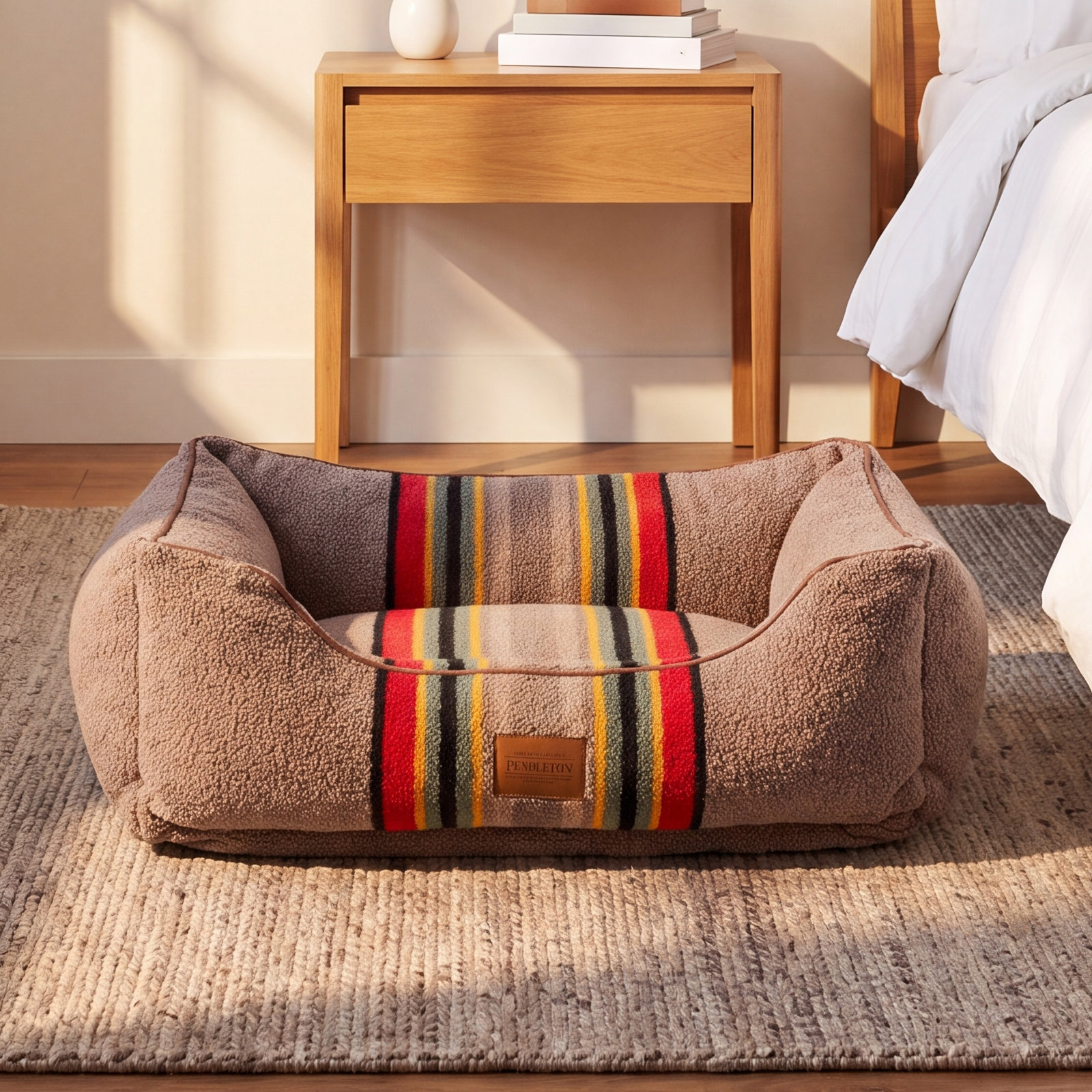 Yakima Striped Pet Bed, Umber Striped Sherpa, Large (36" W x 27" D x 10" H)