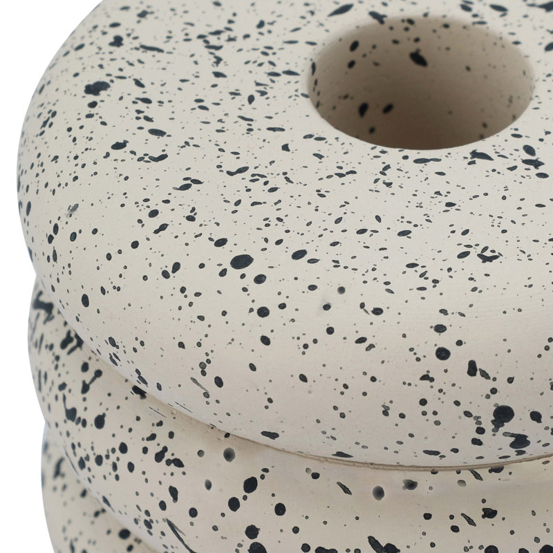 Gabby Speckled Cream Stacked Candleholder, Cream