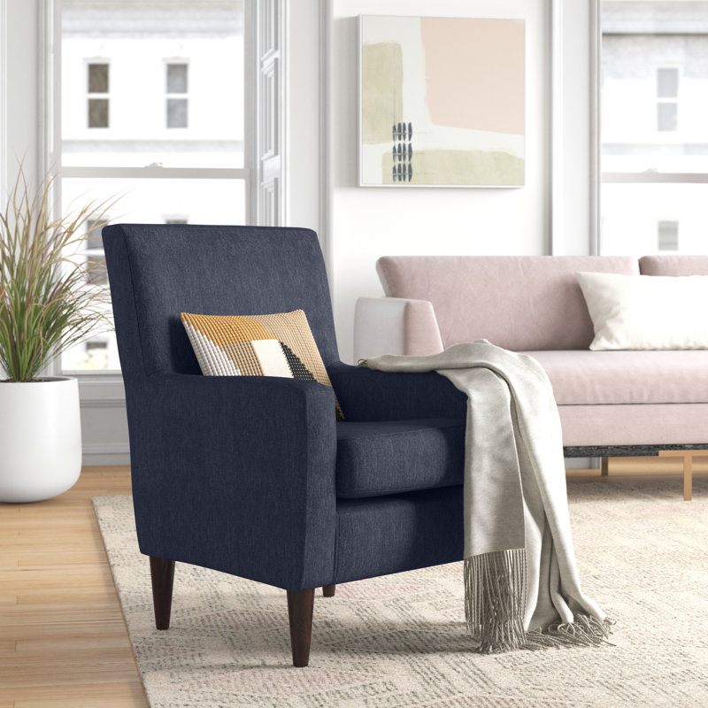 Fauteuil l 28 po Donham, Tissu performance natté bleu marine Jitterbug, Noir