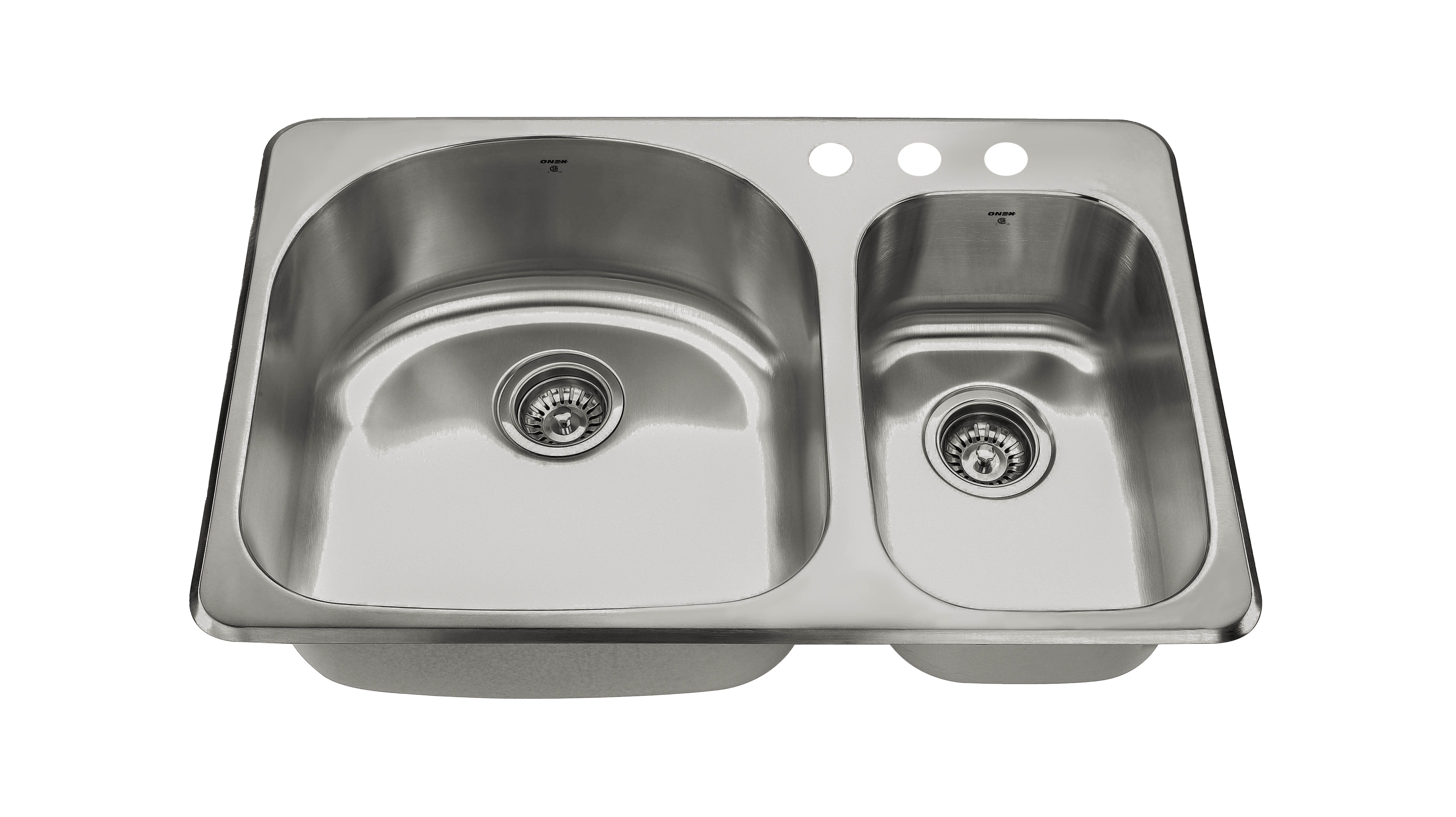 Stylish Olivine Dual-Mount 32 Stainless Steel Double-Bowl Kitchen