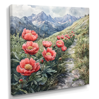 Genovevo, pivoines et sommets d'été, montagne IV - pivoines, art mural