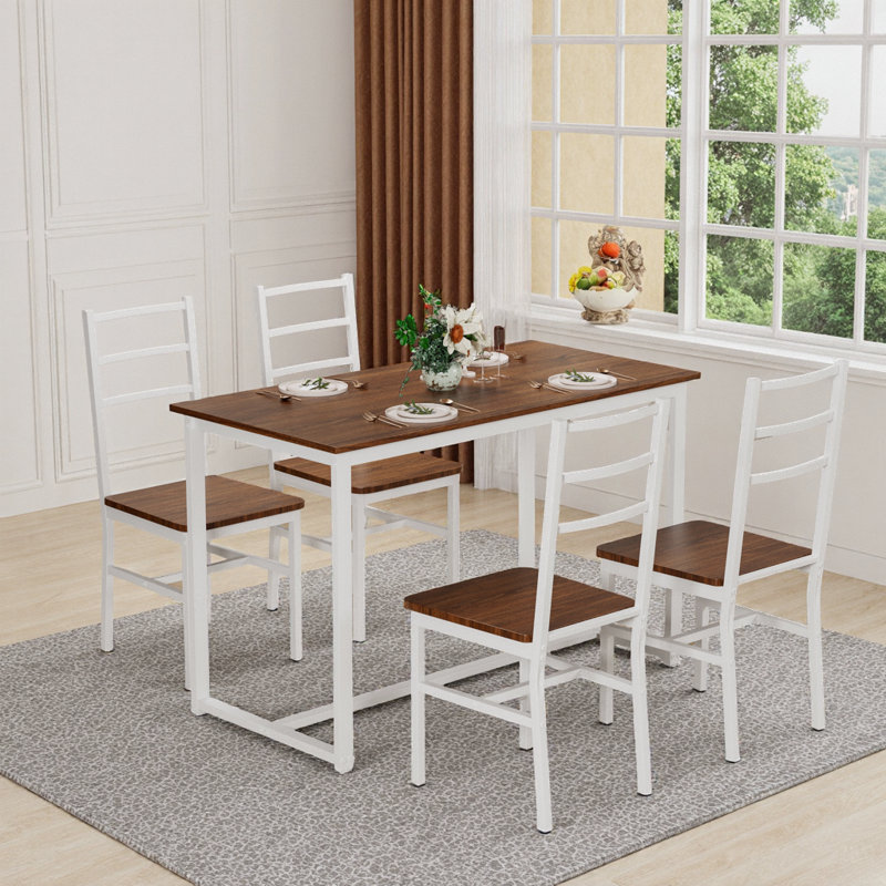 Ensemble de table de salle à manger 48 pièces en bois 48 po pour 4 panneaux de fibres à densité moyenne, dossier incurvé, conception Tuck compacte, table de 176 lb, boîte mince de 4,7 po