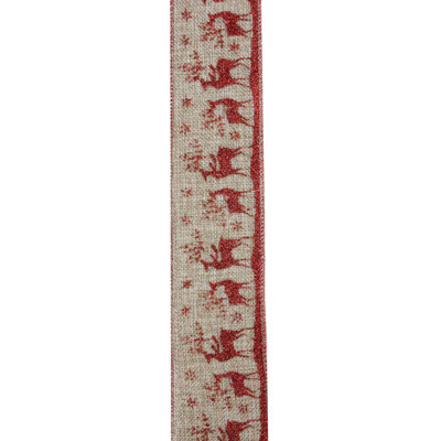 Bobines de Noël rouges et brunes en fil de jute câblées - 2,5 po x 120 verges