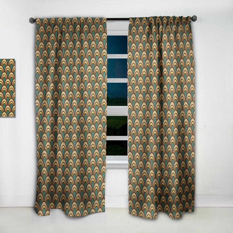 Art Deco Geometric Blackout Thermal Rod Pocket Single Curtain Panel, 52" W x 108" L