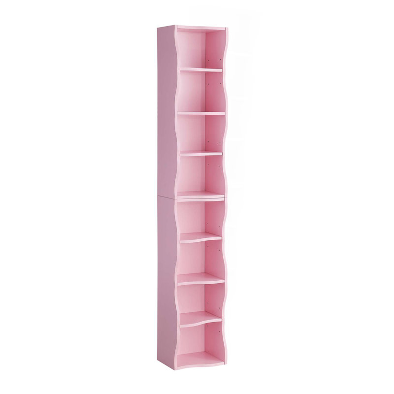 8-Layer Adjustable Shelf Ultra-Thin Bookshelf With A Wavy Border Design,Display And Multi-Functional Bookshelves In Home Offices