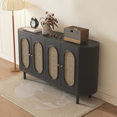 French Rattan Plaited Storage Sideboard Cabinet