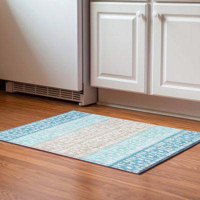 Premium Machine Washable Prisco Teal Rug
