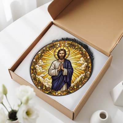Panneau de vitrail Jésus en prière, 7,8 heures