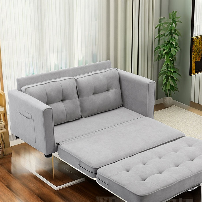Latitude Run® 60'' Sleeper Sofa 59.4'' Chenille Square Arm Sofa Bed ...