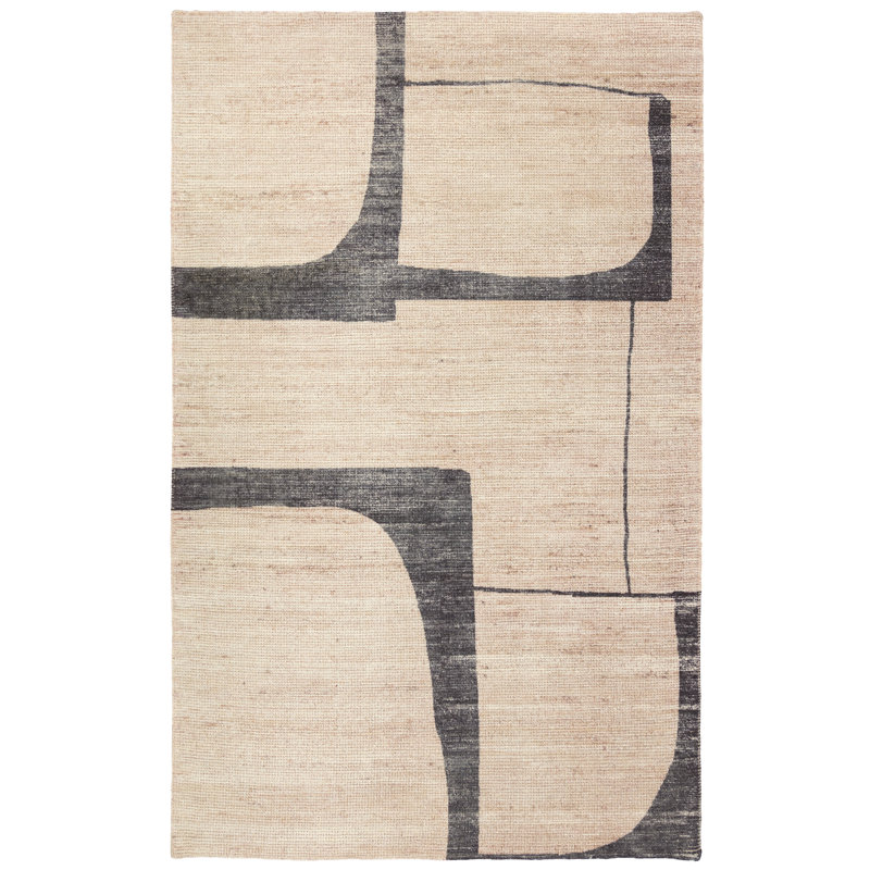 Theo Handwoven Abstract Tan Area Rug Made with Sustainable Materials, Rectangle 7'9" x 9'9"